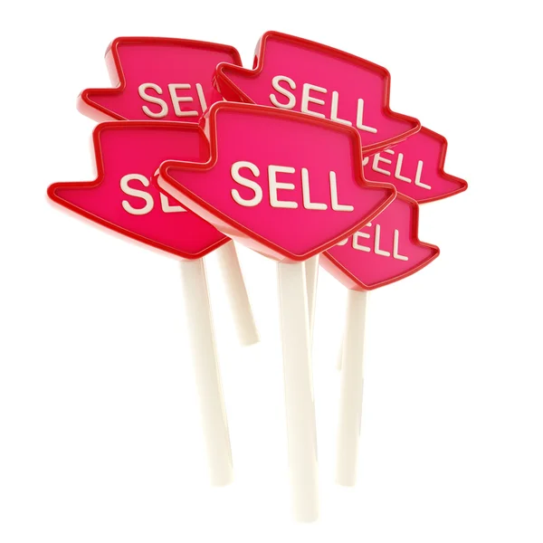 Mucchio di vendere piastre rosse isolato — Foto Stock