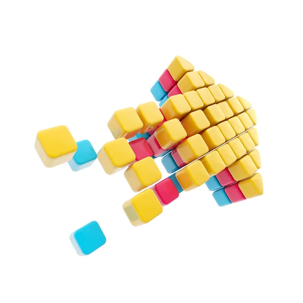 Símbolo de seta feito de cubos brilhantes — Fotografia de Stock