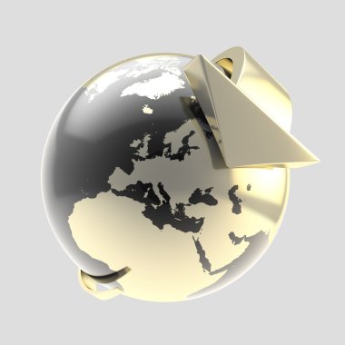 Earth globe symbol with arrow orbit clipart