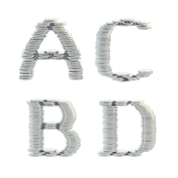 ABC alfabet symbolen gemaakt van munten — Stockfoto