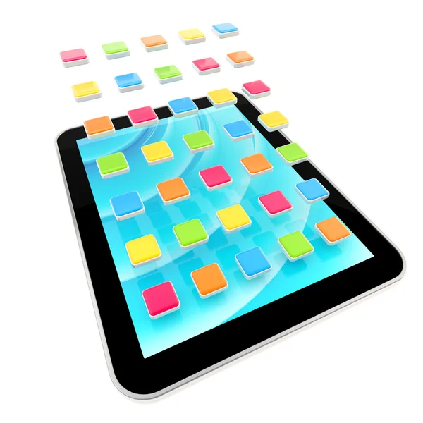 Mobile pad computer with applications — Stock Photo, Image