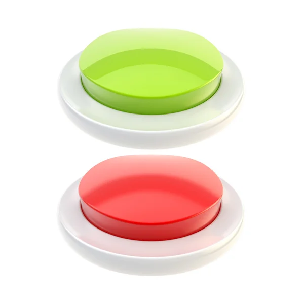 分離した赤と緑の光沢のあるボタン — ストック写真