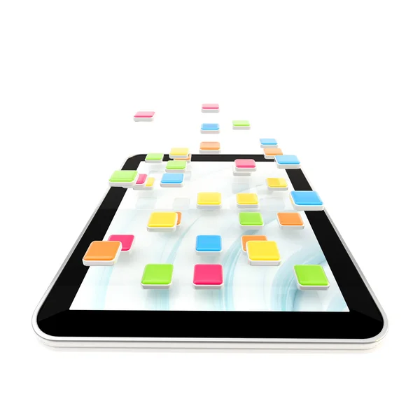 Mobile pad computer with applications — Stock Photo, Image