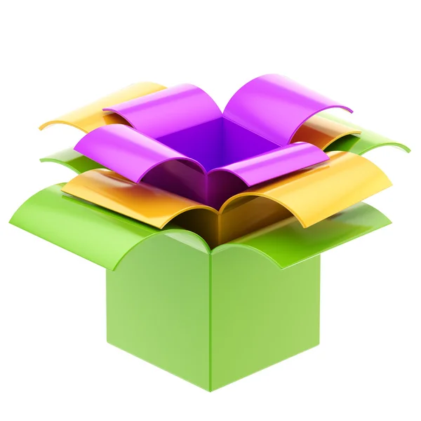 Три різнокольорові подарункові коробки ізольовані — стокове фото