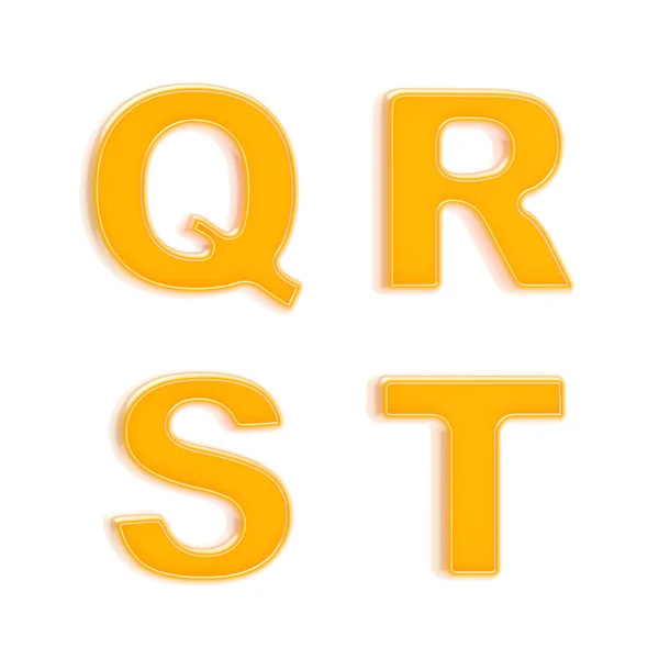 Abc conjunto de quatro letras de plástico laranja brilhante — Fotografia de Stock
