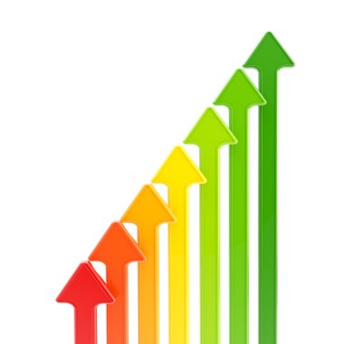 Energy efficiency levels as growing arrows clipart