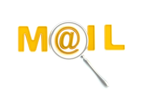 Słowo "mail" pod lupę — Zdjęcie stockowe