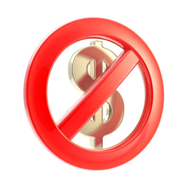No cash sign as crossed dollar symbol — Stock Photo, Image