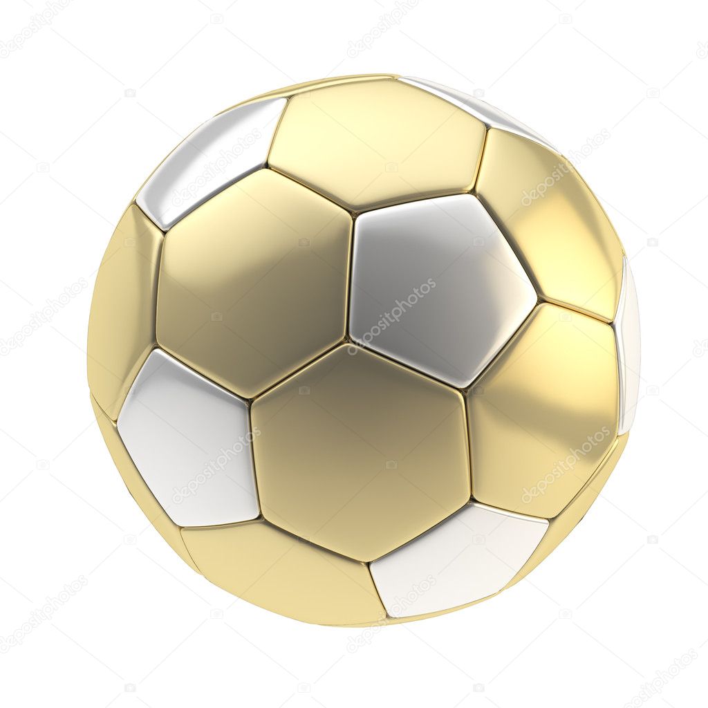 Gold and silver football ball isolated