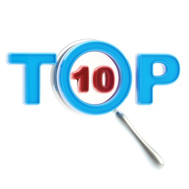 Top-10 under the magnifier isolated clipart