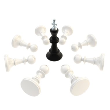 Black king surrounded with pawns isolated clipart