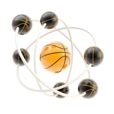 Basketball molecule made of balls clipart