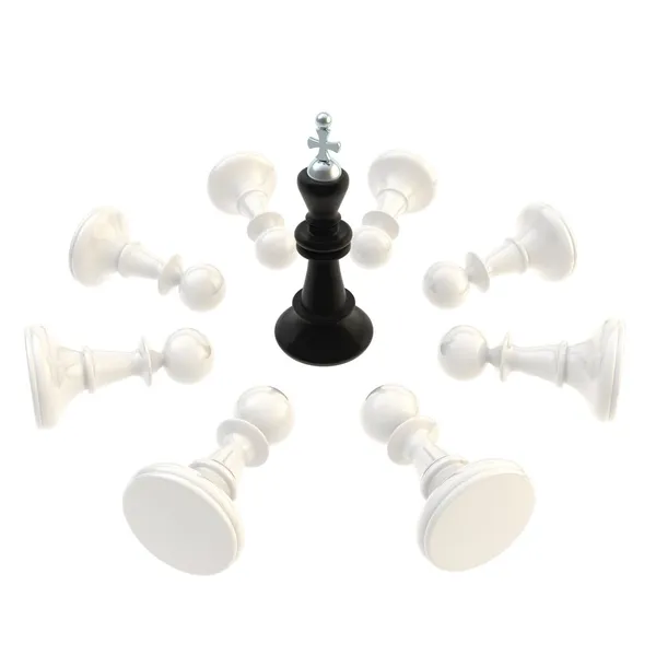 Black king surrounded with pawns isolated — Stock Photo, Image
