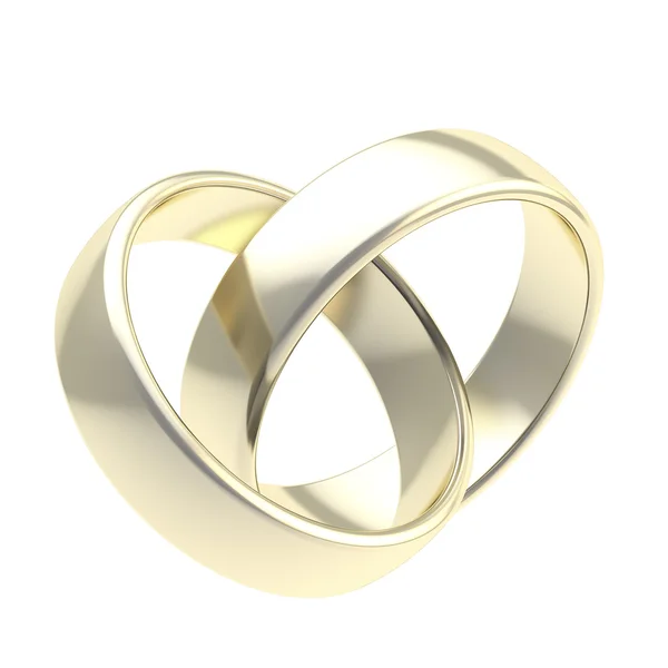 Dois anéis de casamento dourados isolados — Fotografia de Stock