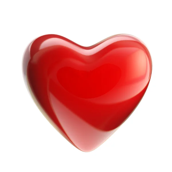 Izole kırmızı parlak kalp — Stok fotoğraf