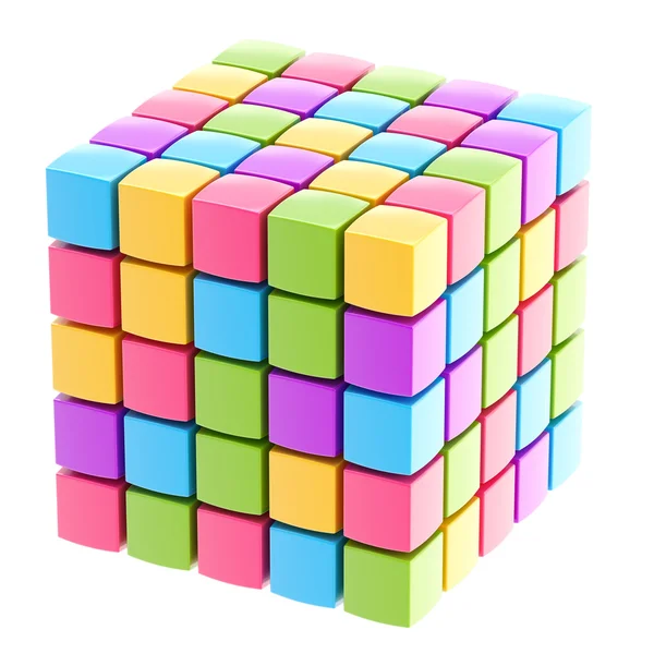 Cubo brilhante colorido isolado — Fotografia de Stock