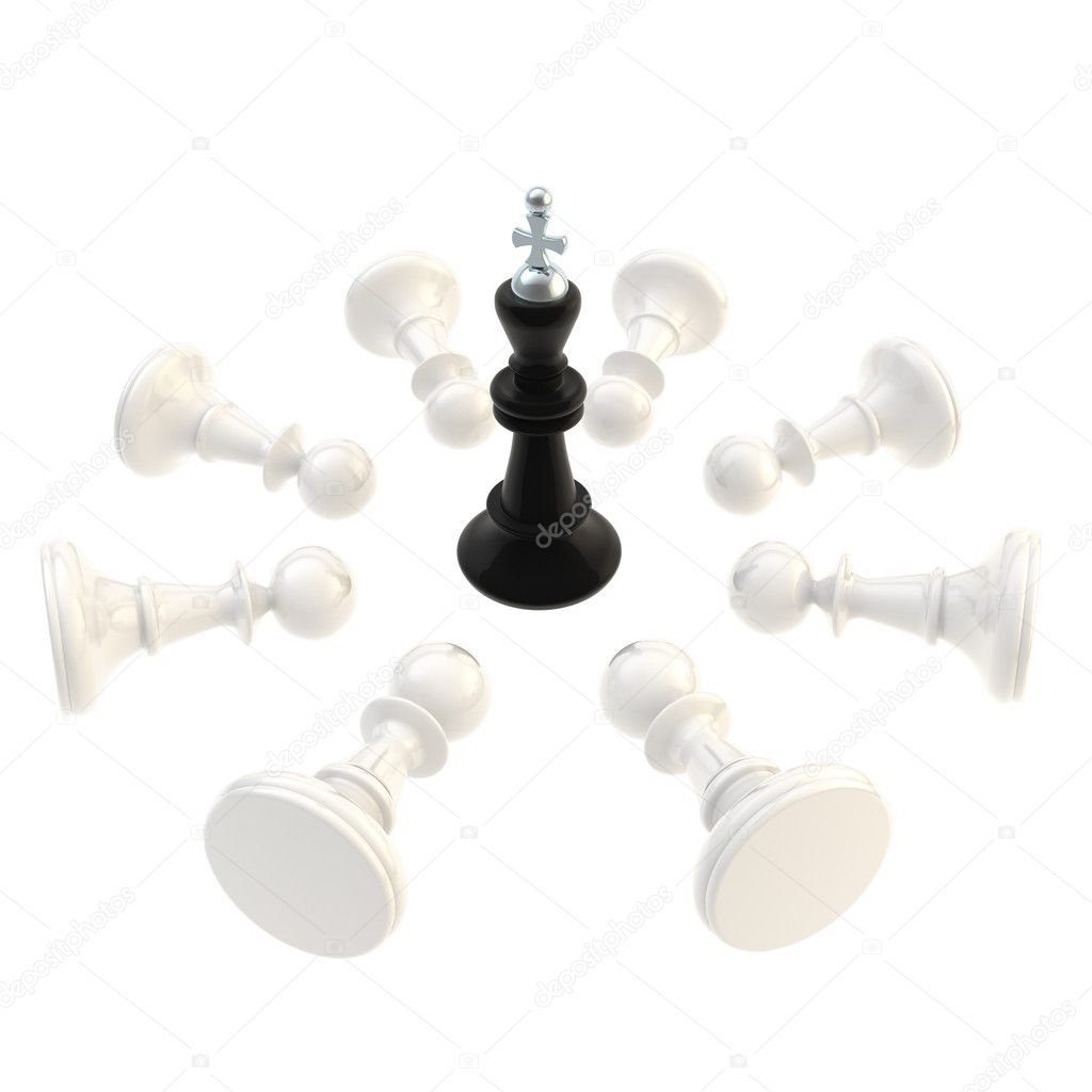 Black king surrounded with pawns isolated