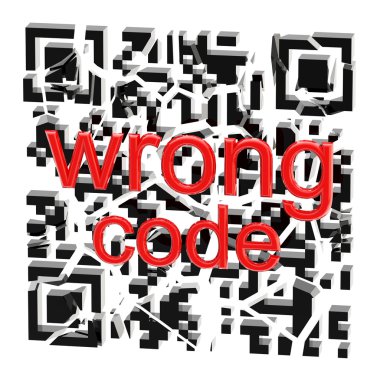 Wrong QR code broken into pieces isolated clipart