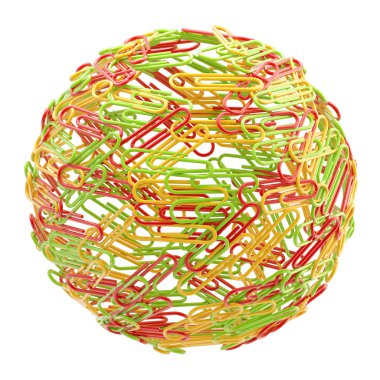 Stationery world: sphere made of paper clips clipart