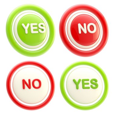 Yes and no glossy plastic buttons isolated clipart