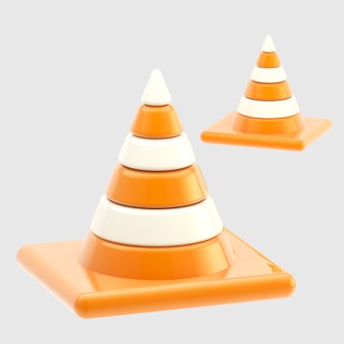 Traffic safety orange road cones isolated