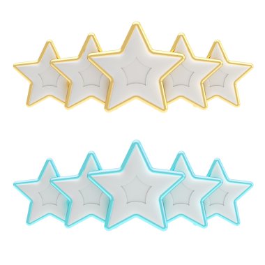 Beş yıldızlı rating kompozisyon üzerinde beyaz izole