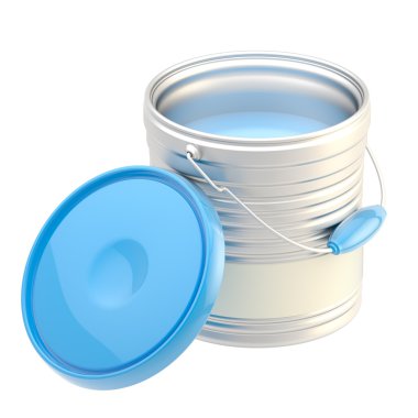 Glossy metal paint bucket isolated clipart