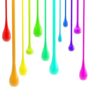 Rainbow glossy paint drop blobs isolated clipart