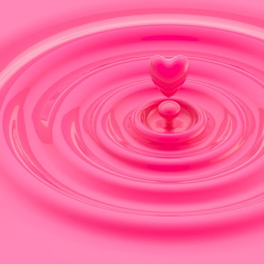 Heart shaped liquid drop in a waves clipart