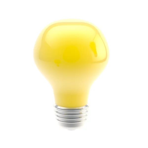 Conception d'idée : ampoule jaune vif isolée — Photo