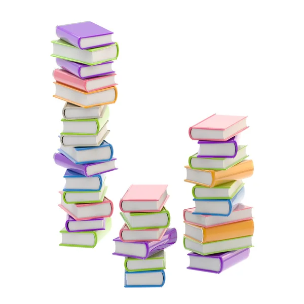 Stapel van glanzende kleurrijke boeken, geïsoleerd — Stockfoto