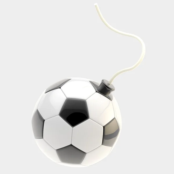Lesklý fotbalový míč jako bomba, samostatný — Stock fotografie