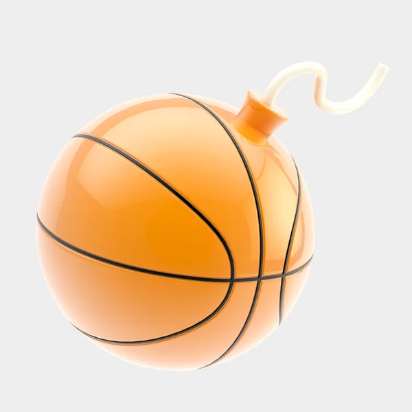 Glossy basketball ball as a bomb isolated — Stock Photo, Image