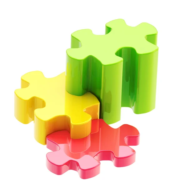Başarı için bir merdiven olarak renkli puzzle parçaları — Stok fotoğraf
