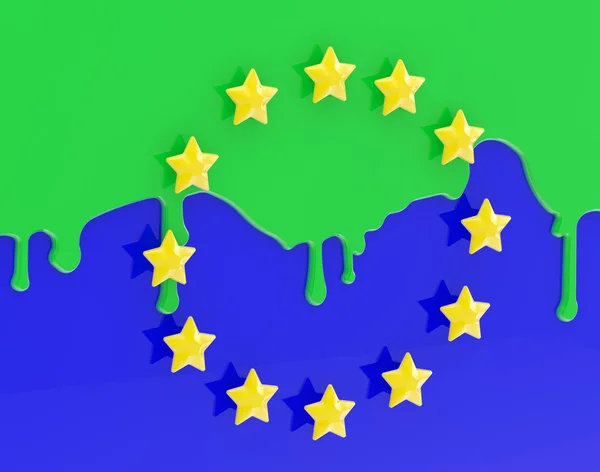 欧洲的彩色的欧盟旗帜 muslimization — 图库照片