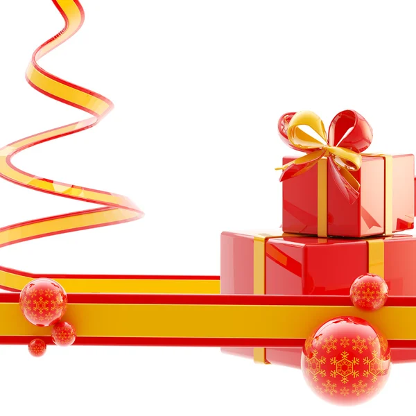 点亮圣诞背景: 彩带和礼物 — 图库照片