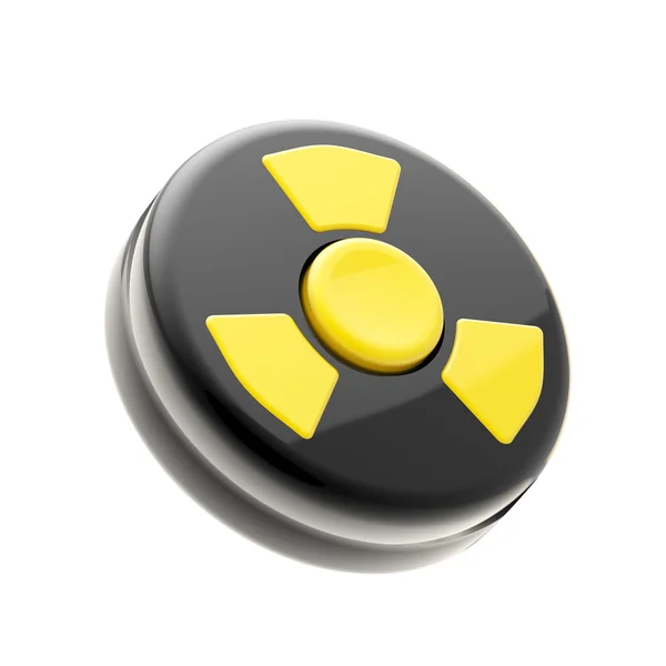 Panel sterowania czarny z jednym żółty przycisk jądrowych — Zdjęcie stockowe
