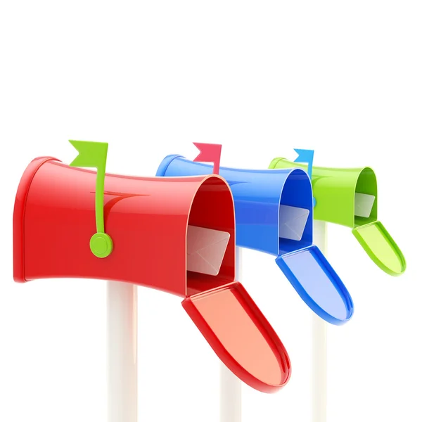 Tre typer av glänsande postlådor — Stockfoto