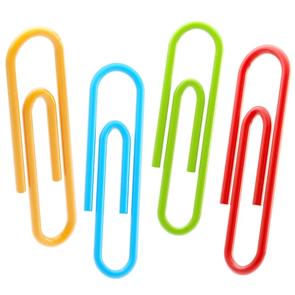 stock image Set of four colorful paper clips isolated