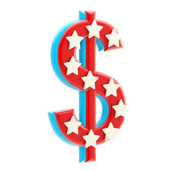 सितारों के साथ अमेरिकी लाल और नीला डॉलर — स्टॉक फ़ोटो, इमेज