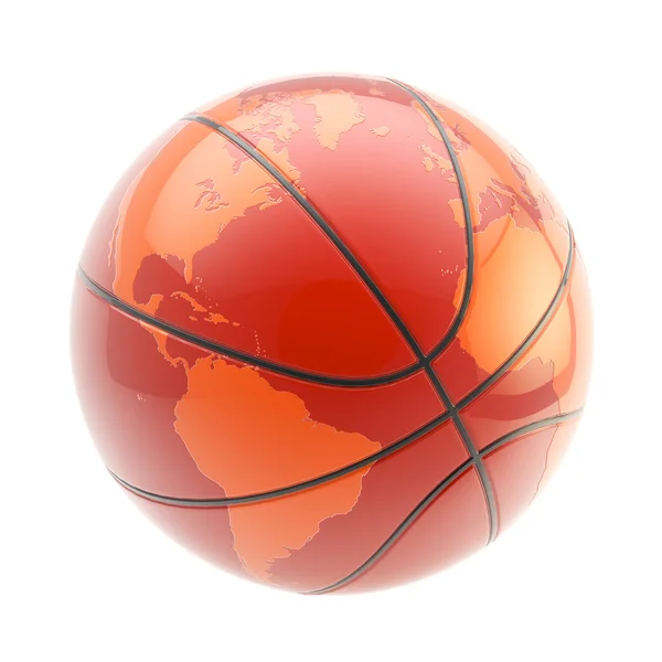 Balón de baloncesto como una esfera planetaria Tierra aislada — Foto de Stock