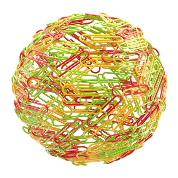 Stationery world: sphere made of paper clips — Stock Photo, Image