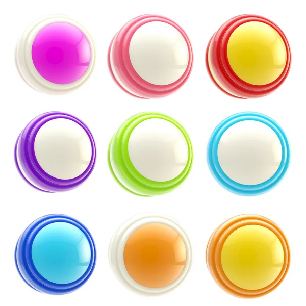 Conjunto de modelos de botões brilhantes coloridos isolados — Fotografia de Stock