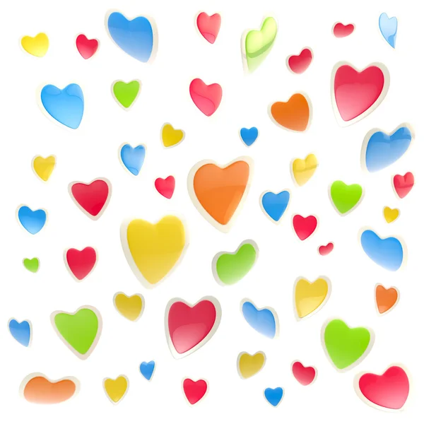 Arrière-plan composé de cœurs colorés isolés — Photo