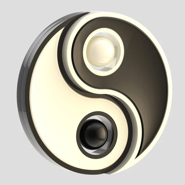 Yin-Yang echilibru alb-negru emblemă izolat — Fotografie, imagine de stoc