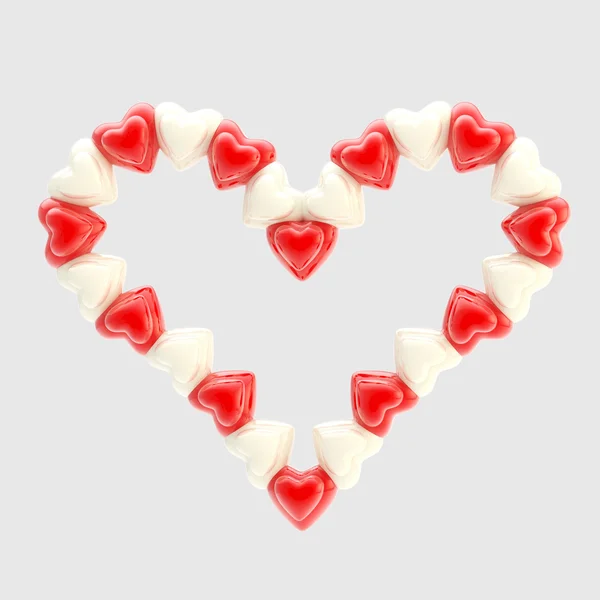 Símbolo de São Valentim feito de corações isolados — Fotografia de Stock