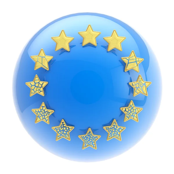 Símbolo de la Unión Europea: esfera y estrellas colapsadas — Foto de Stock