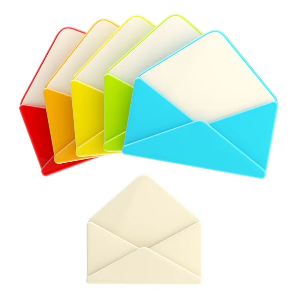 Набор красочных глянцевых пустых конвертов изолирован — стоковое фото