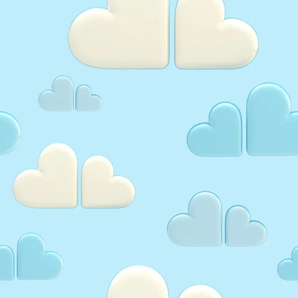 Bezszwowe chmura tła z serca — Zdjęcie stockowe