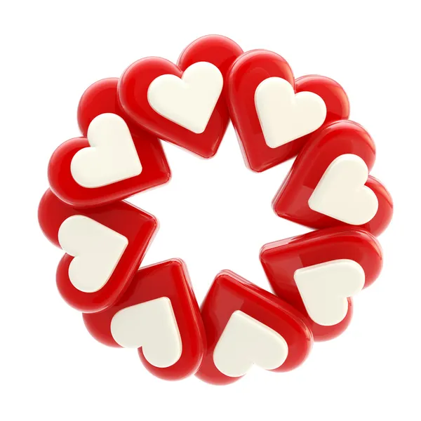 Abstract circle frame made of hearts isolated — Stock Photo, Image